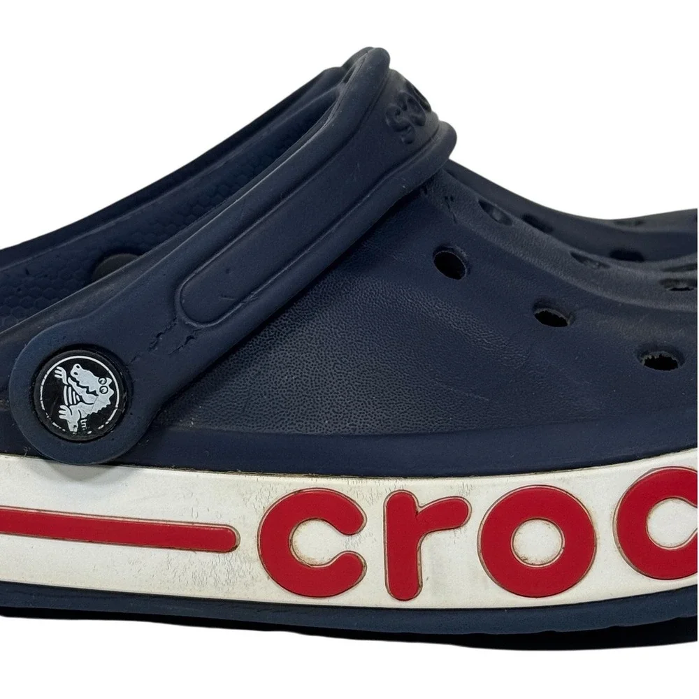 Crocs Bayaband Clogs Navy Blue White Red Mens 5 Womens 7 Unisex Slip On‎ Shoes